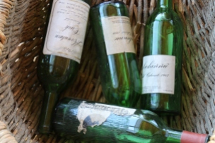 Old Dalwhinnie wine bottles at the cellar door in Australia.