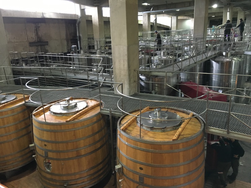 Inside the Montes Wines winery at Apalta in Chile.